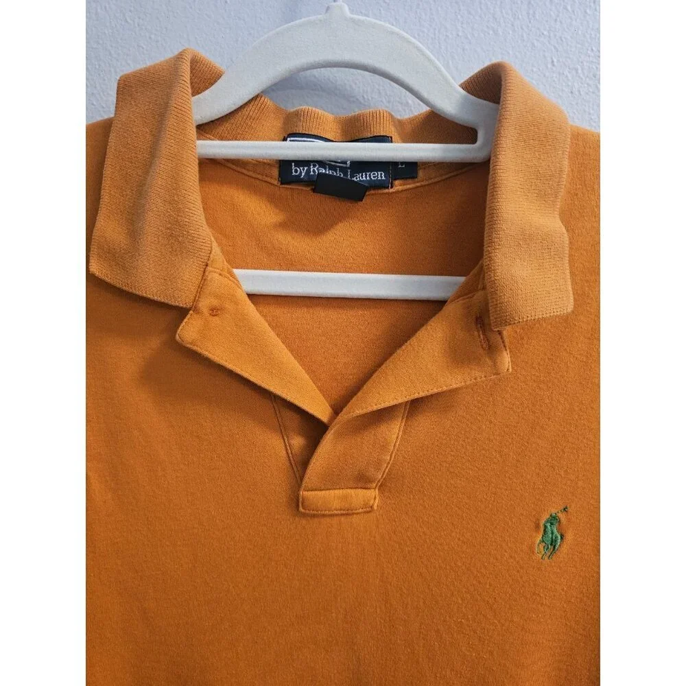 Ralph Lauren Polo Shirt Mens Large Orange Short Sleeve Pony Golf